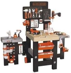 Smoby Black and Decker Kids Mega Centre Workbench with 95+ Accessories Pretend play toy workbench with tools