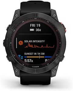 Garmin fenix 7X Solar, Larger sized adventure smartwatch, with Solar Charging Capabilities, rugged outdoor watch with GPS, touchscreen, health and wellness features, slate gray with black band