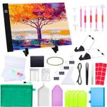 MACTING A4 Light Pad Drawing Ultra Thin LED Light Board, Adjustable 3 Brightness Light Box with 90pcs Diamond Painting Kits, Stand Holder and USB Power for Art Tracing DIY Craft