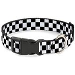 Buckle-Down PC-W20304-M Dog Collar Plastic Clip Buckle-Checker Black/White-1" X 11-17"