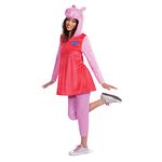 Disguise womens Peppa Pig Adult Costume, Official Peppa Pig Costume Outfit and Headpiece, Peppa, Small (4-6)