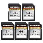 Gigastone 64GB 5-Pack SD Card V30 SDXC Memory Card High Speed 4K Ultra HD UHD Video Compatible with Canon Nikon Sony Pentax Kodak Olympus Panasonic Digital Camera