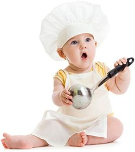 M&G House Unisex Baby Chef Costume Newborn Photography Prop Baby Uniform Photo Props Chef Outfit Apron + Chef Hat (Fits 0-6 Months)