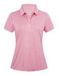 EKLENTSON Women's Collared T Shirts Short Sleeve Golf Tennis Polo Shirts Summer Gym Workout Performance Tops Pink,M