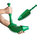 Heavy Duty Toilet Plunger, Big Powerful Toilet Unblocker for Clearing Blockage in Drains, Flexible Plumbing Suction Tool for Unblocking Toilets of All Types, Kitchens, Sinks, Baths, Green