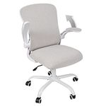 Fullwatt Office Chair, Flip-up Armrest Ergonomic Desk Chair Computer Task Chair Mesh with Armrests lumbar support Mid-Back for Home Office Conference Study Room, Cream