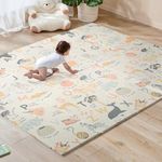 Sour Lemon 200x180cm Folding Wildlife Mat, Thick Padded Baby Crawl Mat, Baby Play Mat, Foldable Kids Playmat, Large Baby Activity Play Mat, Non-Slip, Waterproof, Double-Sided Playpen Mat