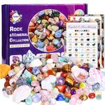 200Pcs+ Natural Crystals Stones Set & Healing Crystal Set Rock Collection -Raw Stones & Geodes & Tumbled Stones Set for Decoration Chakra Reiki Gift Balancing Energy Kids Beginners