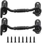 2 Pack Hook and Eye Latch,ULIFESTAR Barn Door Latch,Heavy Duty Stainless Steel Gate Latch Lock for Sliding Barn Door Window Shutters Garage Fence Closet Shed Door with Screws (4'', Black)
