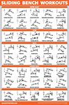 QUICKFIT Sliding Bench Workout Poster - Compatible with Total Gym, Weider Ultimate Body Works - Incline Bench Exercise Chart (LAMINATED, 18" x 24")