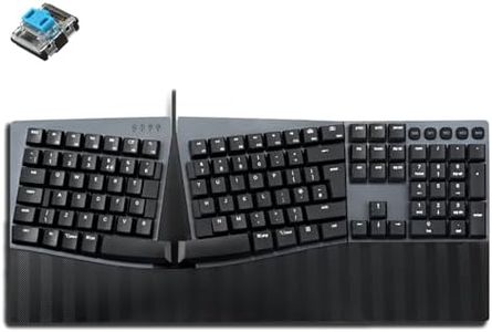 perixx PERIBOARD-535BL Wired Ergonomic Mechanical Full-size Keyboard - Low-Profile Blue Clicky Switches - Programmable Feature with Macro Keys - Compatible with Windows and Mac OS X - UK English