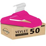 GVTECH Premium Velvet Hangers, [50 Pack] Non Slip and Heavy Duty Velvet Suit Hangers (45cm) with Tie Bar, 360° Swivel Hooks, Sturdy to Hold Jumper, Pullovers, Jackets & Hoodies (50 Pack, Pink)