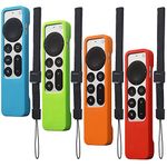 Cozihom Siri Remote Cover, Remote Case, Soft Silicone Protective Cover, Shock Proof Colorful Skin with Anti-Dropping Strap Compatible with Apple TV Remote Controller, 4K 2nd Generation, 4 PCS