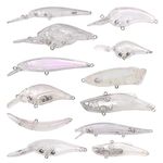 JSHANMEI Unpainted Crankbaits Fishing Lures Kit Blank Minnow Crankbaits Hard Bait Bodies Tackle Set for DIY Making Lures Fishing Tackle Kit(12pcs)