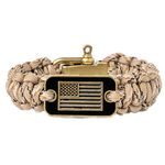 iHeartDogs Hero Company Camo Paracord Bracelet - Tactical Survival Bracelet for Men with Bronze USA Flag - Helps Pair Military Veterans with a Companion Dog, 7 5 inch, Bronze and nylon cord