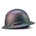 Full Brim Pyramex Hard Hat, Rainbow Carbon Fiber Design Safety Helmet 4pt, By Acerpal