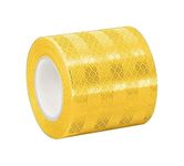 ISAN® Reflective Tape YELLOW, 96mm (4" Approx) Width, High Visibility Safety/Warning Adhesive Tape, for Bikes, Cars, Bus & Trucks (45 Mtr)