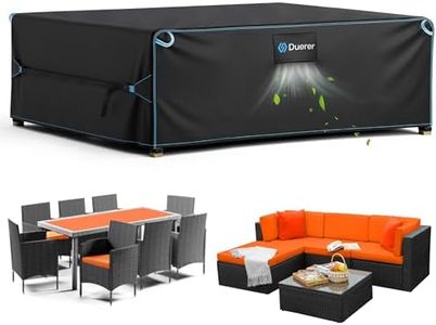 Duerer Garden Furniture Covers Waterproof 280 x 205 x 106cm Outdoor Patio Furniture Covers 420D Oxford, for Rattan Set, Sofa Table Chair Set Cover, Anti-UV Rain Snow Dust Wind-Proof with Air Vent