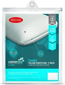 Tontine Comfortech Cotton Classic Pillow Protector – 100% Natural Cotton Cover for Soft Breathable Sleep – Zip Closure for Hygiene – Removable and Washable – Fits Standard Pillows – 2 Pack