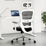 Soohow Ergonomic Home Office Chair,Ergonomic Desk Chair with Back Support,3D Armrest and Adjustable Headrest,High Back Mesh Office Chair for Heavy People,White