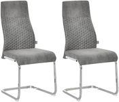 HOMCOM Set of 2 Dining Chairs, High Back Accent Chair for Dining Room, Living Room with Bent Metal Base, Grey
