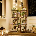 Bamworld Indoor Plant Stand with Fairy Light Hanging Plants Shelf for Multiple Plants Pots Tall Large Flower Holder for Living Room Patio, Balcony Garden