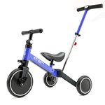 67i Tricycles for 1-3 Year Old Toddler Tricycle with Push Handle for 1-3 Years Old Trikes for Toddlers with Push Handle Boys Girls Bike with Removable Pedals Adjustable Seat and Handle (Blue)