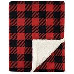 Hudson Baby Unisex Baby Plush Blanket with Sherpa Back, Buffalo Plaid, One Size