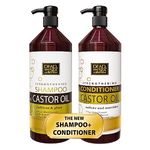 Dead Sea Collection Castor Oil Shampoo and Conditioner Set for Strengthening and Volume - with Natural Dead Sea Minerals - Nutrition and Healthier, Repair and Shine - Pack of 2 (2000 ml)