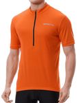 Spotti Men's Cycling Bike Jersey Short Sleeve with 3 Rear Pockets- Moisture Wicking, Breathable, Quick Dry Biking Shirt Orange