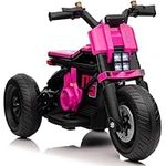 Kids Republic 6V Ride-On Motorcycle for Kids, Ages 18-60 Months, Battery-Powered 3-Wheeler with LED Lights and Music (Pink)