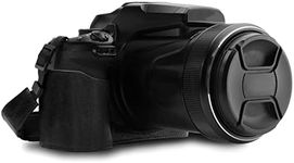 MegaGear Nikon Coolpix P1000 Nikon Coolpix P1000 Camera Case MegaGear MG1533 Nikon Coolpix P1000 Ever Ready Leather Camera Half Case and Strap - Black, Black (MG1533)