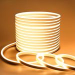 Lamomo Outdoor Neon Rope Lights, 49.2ft Warm White IP65 Waterproof Led Strip Lights, 24V 3000K Silicone 1800LED Neon Lights for Indoor, Outdoor, Balcony, Patio, Garden, Stairs（Not Support Dimmable）