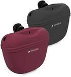 Navaris Silicone Dog Treat Pouch - Training Pet Puppy Bag Pocket Snack Treat Food Holder with Clip for Belt for Dog Walks - Set of 2, Red, Grey