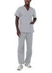 Adar Universal Unisex Scrubs - Unisex Drawstring Scrub Set - 701 - Silver Gray - L