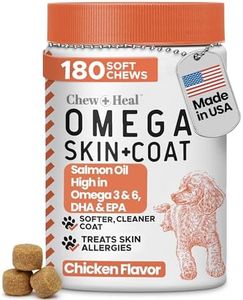 Salmon Oil for Dogs - Soft Chew Omega Treats for Skin and Coat - Fish Oil Blend of Essential Fatty Acids, Omega 3 and 6, Vitamins, Antioxidants and Minerals - Made in USA (180 Chews, Salmon)