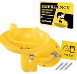 CGOLDENWALL Eye Wash Station Wall Mounted Eyewash Station Eye Face Washing Sink for First Aid, with Eye Wash Sign, NPT Thread, 304 Stainless Steel+Yellow Coating