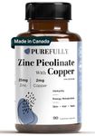 PUREFULLY Zinc Picolinate 25mg with Copper 2mg Capsules - Multi-Mineral Zinc with Copper Supplement for Immune Support - Vegan, Gluten Free (90 capsules)