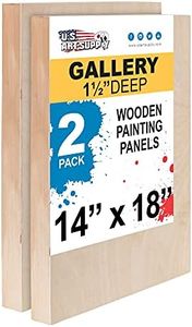U.S. Art Supply 14" x 18" Birch Wood Paint Pouring Panel Boards, Gallery 1-1/2" Deep Cradle (Pack of 2) - Artist Depth Wooden Wall Canvases - Painting Mixed-Media Craft, Acrylic, Oil, Encaustic