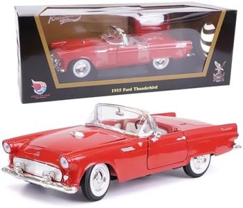 LUCKY DIE CAST 1955 Ford Thunderbird 1/18 Scale Die-Cast Metal Model Premium Classic Vintage Alloy Cars with Display Case, with Opening Doors, Best Gift for Men, Dad & Kids 14+ Years (Red)