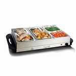 MegaChef Buffet Server & Food Warmer with 4 Removable Sectional Trays, Heated Warming Tray and Removable Tray Frame