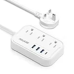 BESTEK UK Travel Plug Adapter: US to UK Plug Adapter - Type G Adapter and Converter Power Strip with 3 AC Outlets and 4 USB(1 PD20W) - for USA to UK Ireland Scotland Hong Kong British London 2.6ft