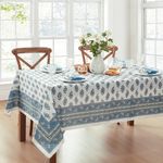 Elrene Home Fashions Tropez Paisley Block Print Coastal Stain & Water Resistant Indoor/Outdoor Fabric Rectangle Tablecloth, 60"x84"