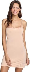 GYS Women's Bamboo Viscose Full Slips for Under Dresses Soft Adjustable Spaghetti Straps Cami Slip Dress, Beige, Large