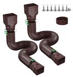 Ogutter Rain Gutter Downspout Extensions, Downspout Extender for Rainwater Drainage Flexible, Extendable 58"+66" Down Spout Drain Extension Pipes (2 Pack, Brown)