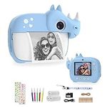 CAMCLID Kids Camera Instant Print, 1080P HD Kids Digital Camera for Boys Girls with Print Paper & 32G Card, 10x Zoom Selfie & Video Camera with DIY Color Pens, Gift for Kids 3-12 Years Old (Blue)