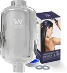 WaterWell 8 Stage Shower Head Filter - 95% Removal of Chlorine and Water Impurities for Healthier Hair and Skin - 2 Cartridges Included - No Tools Required