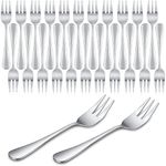 24 Pcs Oyster Fork Appetizer Seafood Forks Portable Stainless Steel 3 Prong Fruit Forks Small Cocktail Salad Dessert Forks for Tasting Crab Escargot Party Travel, 5.5 Inch Silver