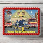 Fireman Sam Theme Personalised A4 Cake Topper Edible Icing Sheet Cake Birthday Decoration