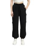 Q - RIOUS Women's Relaxed Fit Cargo Style Jogger Pants (Black_36)